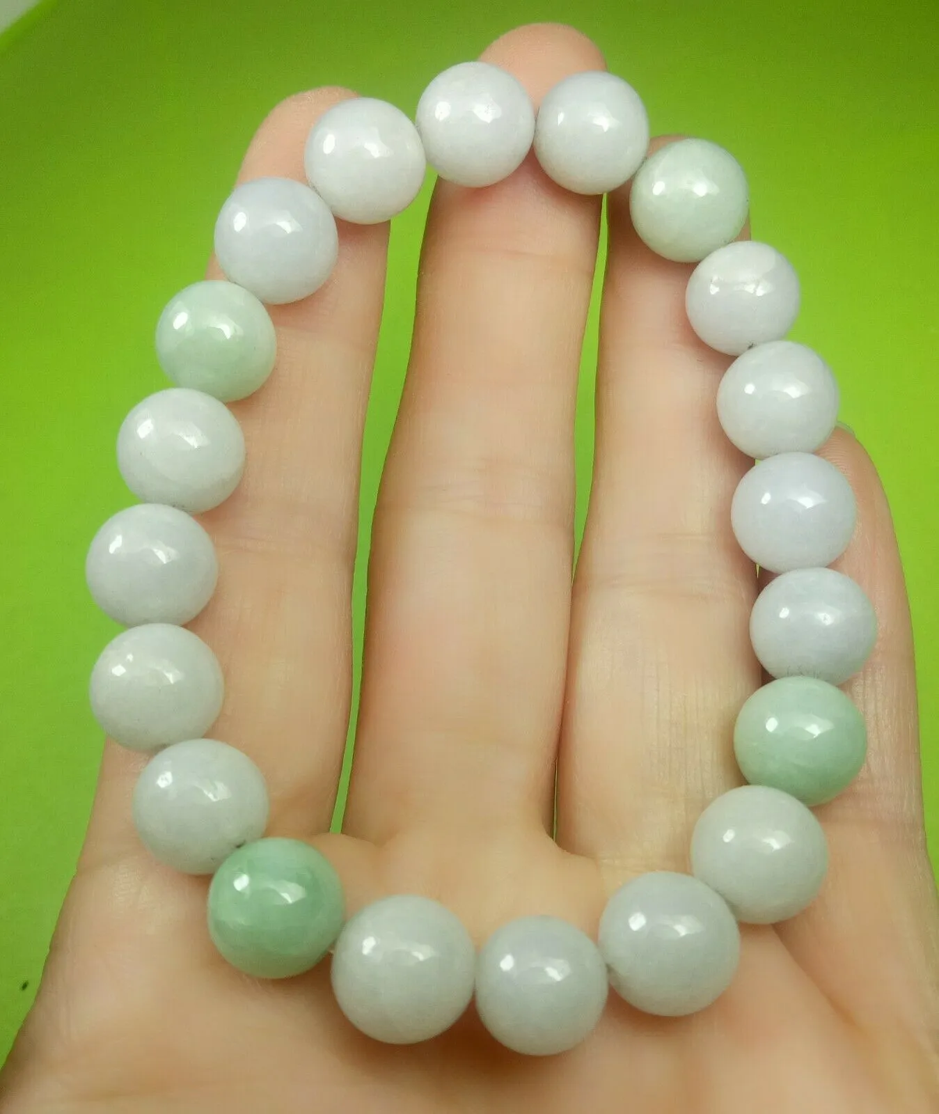 10% OFF- 55-63mm Certified Natural Lavender Light Green Jadeite Emerald A Jade HandCarved Translucent Lucky 10MM Beads Stretchy-Bracelet《Grade A》A2459