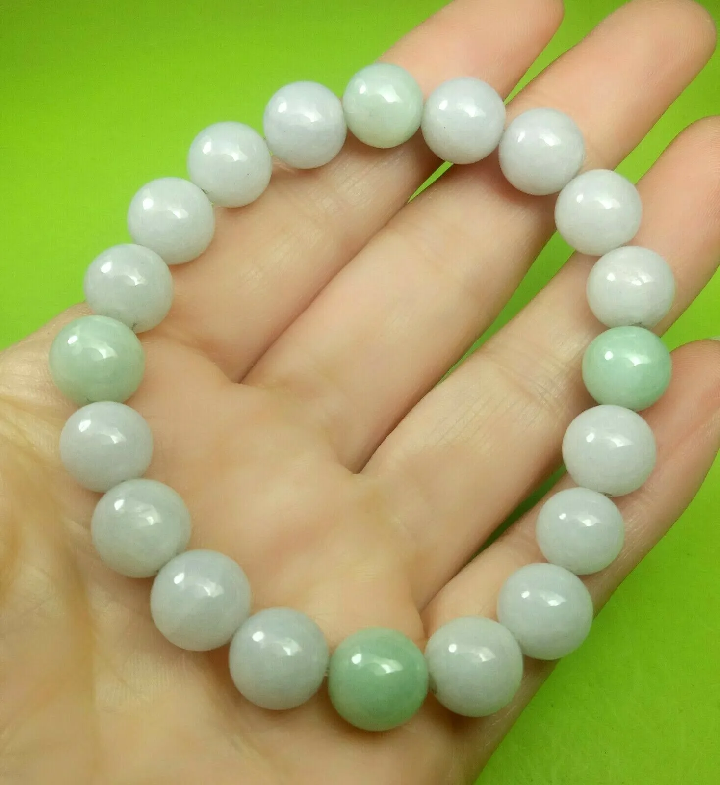 10% OFF- 55-63mm Certified Natural Lavender Light Green Jadeite Emerald A Jade HandCarved Translucent Lucky 10MM Beads Stretchy-Bracelet《Grade A》A2459