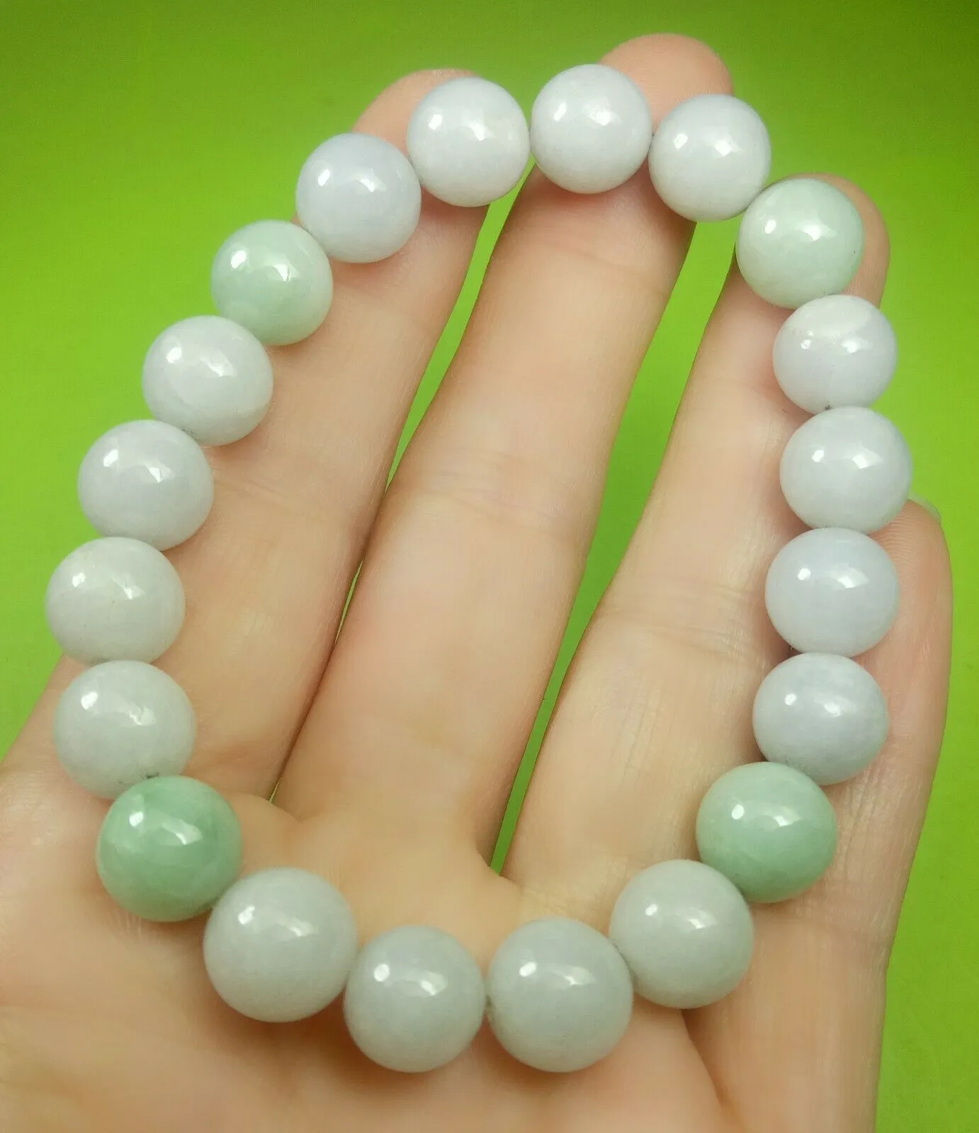 10% OFF- 55-63mm Certified Natural Lavender Light Green Jadeite Emerald A Jade HandCarved Translucent Lucky 10MM Beads Stretchy-Bracelet《Grade A》A2459