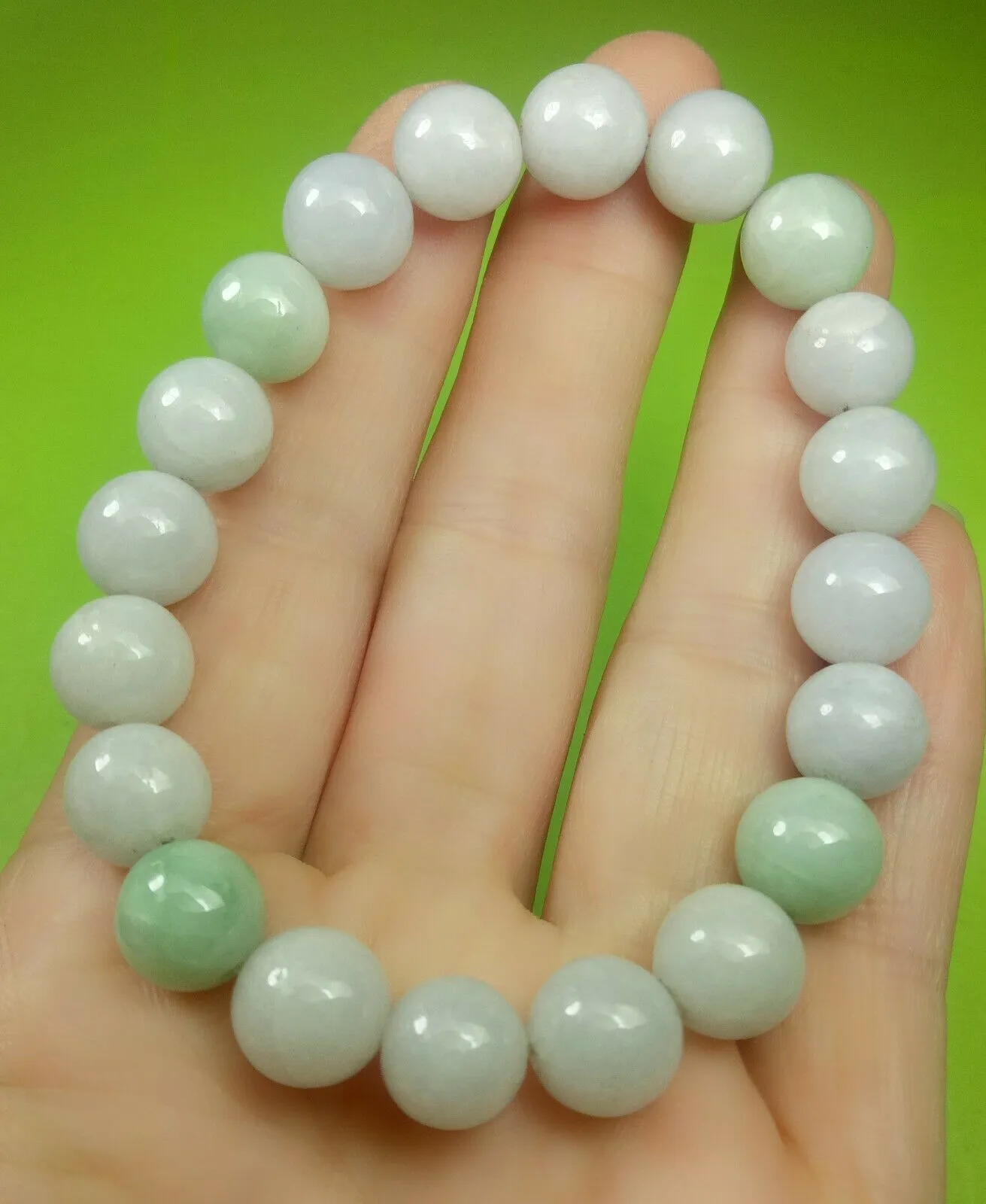 10% OFF- 55-63mm Certified Natural Lavender Light Green Jadeite Emerald A Jade HandCarved Translucent Lucky 10MM Beads Stretchy-Bracelet《Grade A》A2459