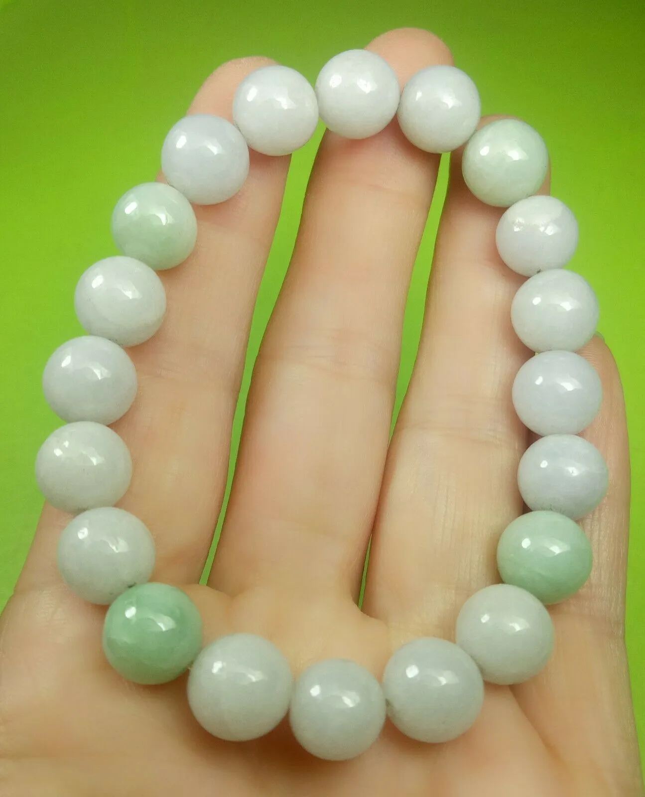 10% OFF- 55-63mm Certified Natural Lavender Light Green Jadeite Emerald A Jade HandCarved Translucent Lucky 10MM Beads Stretchy-Bracelet《Grade A》A2459