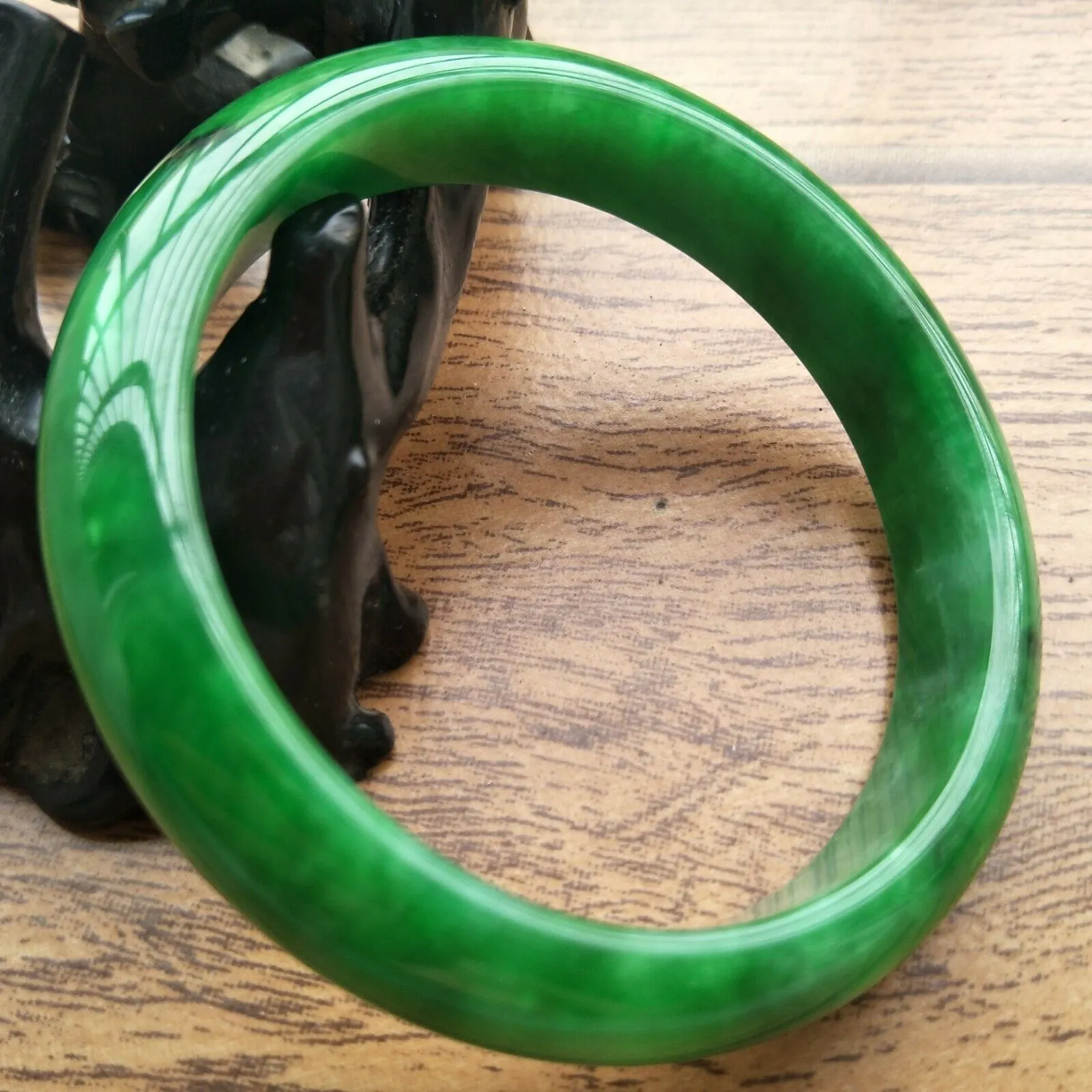 10% OFF- 61/62/63mm Certified Natural Jadeite Emerald A*Jade Handcarved Bangle A261