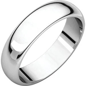 10K White 5 mm Half Round Band Size 9.5