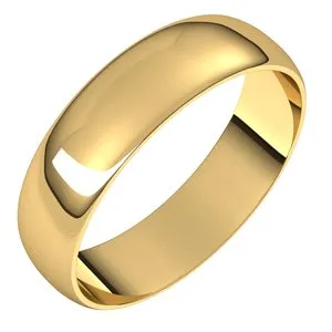 10K Yellow 5 mm Half Round Ultra-Light Band Size 10.5