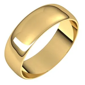 10K Yellow 6 mm Half Round Ultra-Light Band Size 8