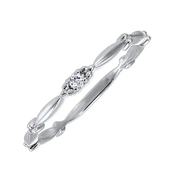 10KT White Gold Classic Book Birthstone Stackable Fashion Ring