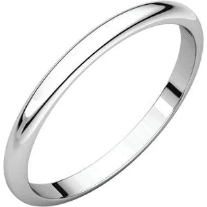 14K White 2 mm Half Round Band Size 9.5