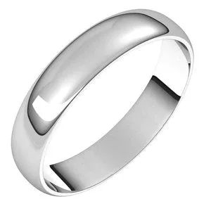 14K White 4 mm Half Round Ultra-Light Band Size 6