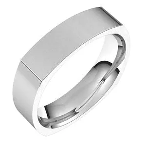 14K White 5 mm Square Comfort Fit Band Size 9