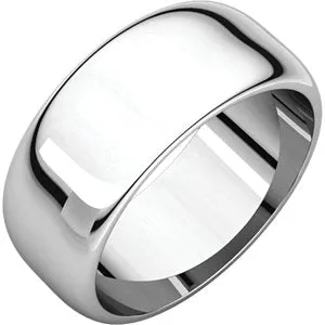 14K White 8 mm Half Round Band Size 9.5