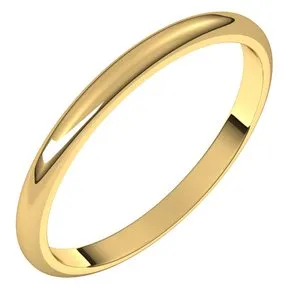 14K Yellow 2 mm Half Round Band Size 6