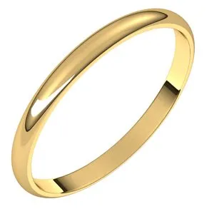 14K Yellow 2 mm Half Round Ultra-Light Band Size 7.5