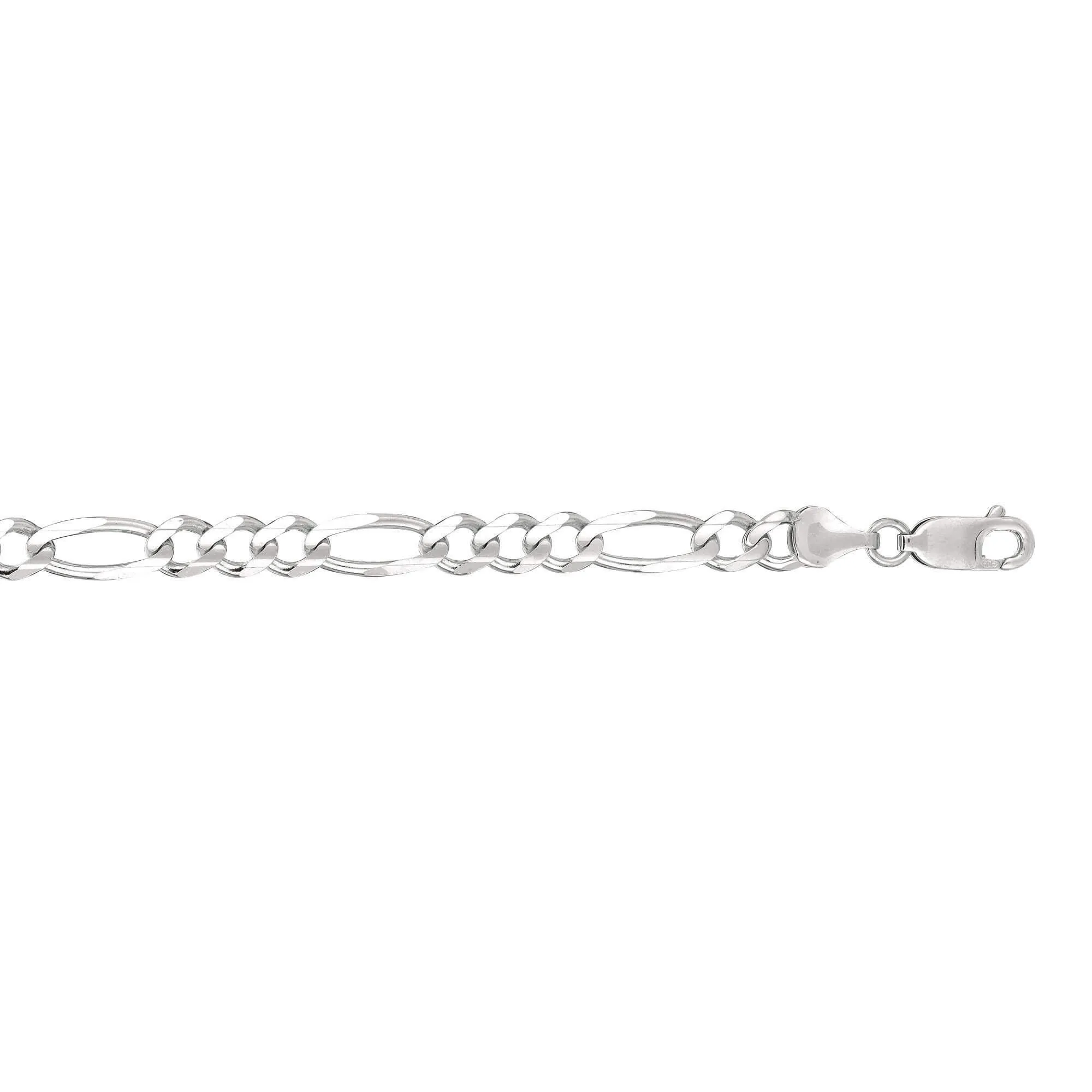 14kt 20 inches White Gold 6.0mm Diamond Cut Alternate 3 1 Classic Figaro Chain with Lobster Clasp