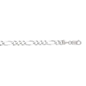 14kt 20 inches White Gold 6.0mm Diamond Cut Alternate 3 1 Classic Figaro Chain with Lobster Clasp
