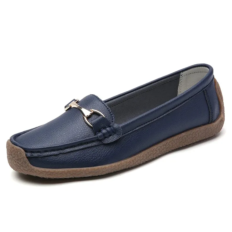2024 New Women Shoes Flats Leather Moccasins Sneakers Woman Casual Shoes Slip-on Loafers Female Boat Shoes Big Size 44