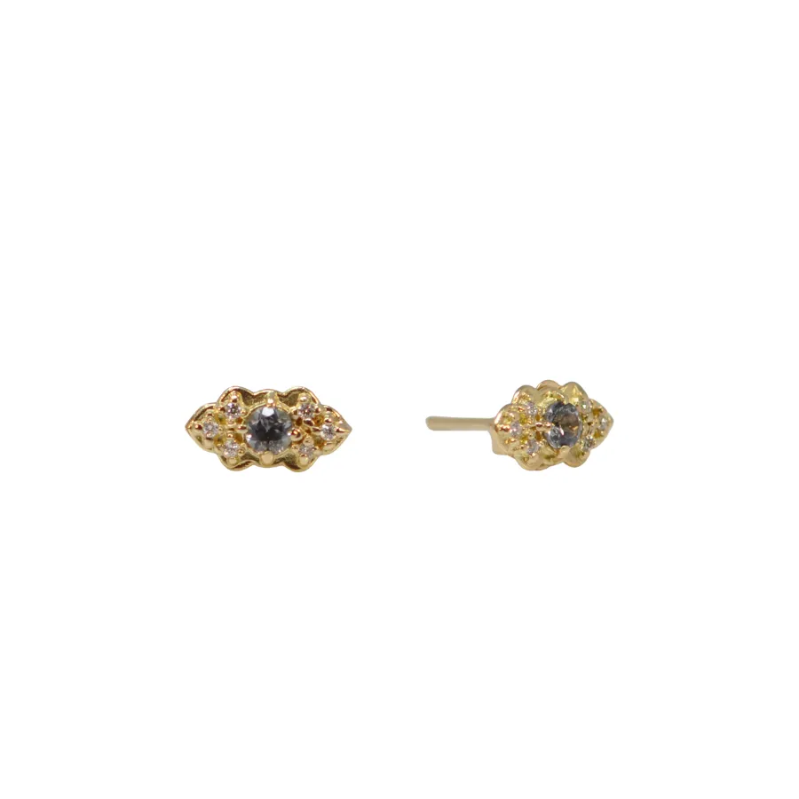 3 MM GREY SPINEL STUD EARRINGS