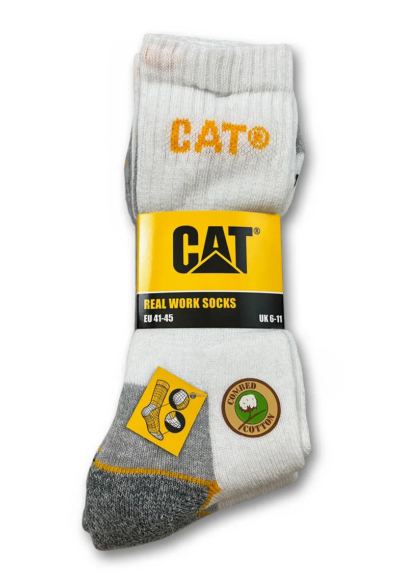 3 Pairs Caterpillar Real Work Socks White