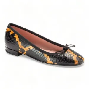 49196 - Black Croc Leather Flats for Teen/Women by Pretty Ballerinas