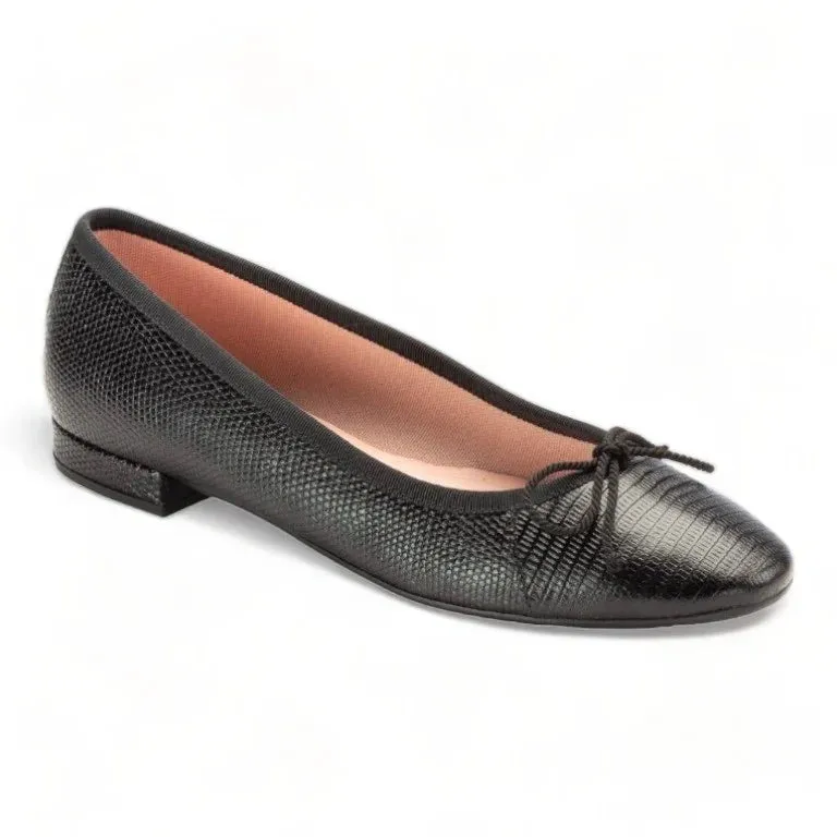 49196 - Black Croc Leather Flats for Teen/Women by Pretty Ballerinas