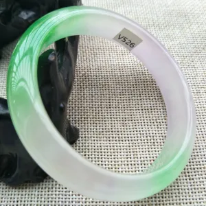 57/58/59mm Certified Natural 3 Color Jadeite Emerald A Jade HandCarved Lucky Bracelet Bangle V526