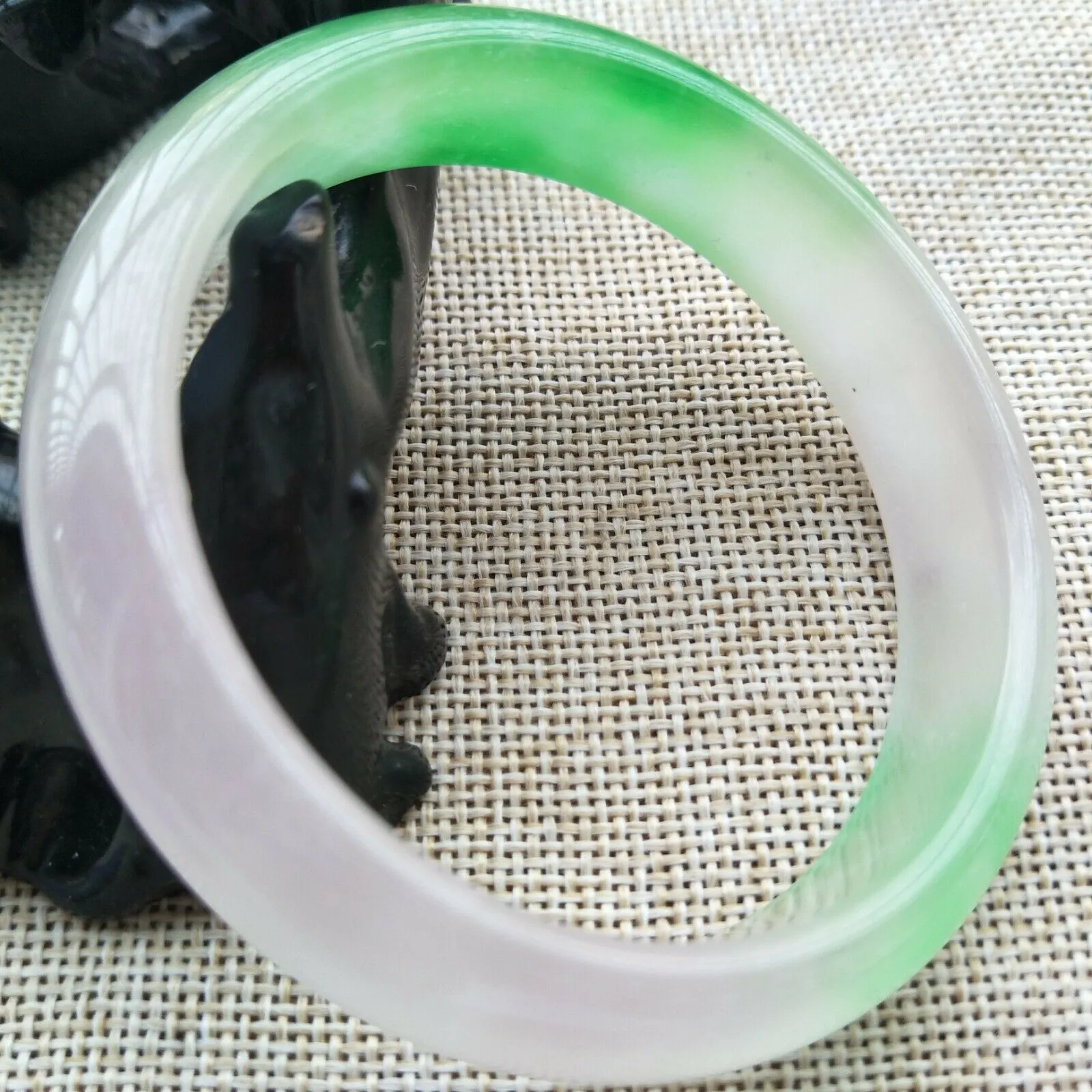 57/58/59mm Certified Natural 3 Color Jadeite Emerald A Jade HandCarved Lucky Bracelet Bangle V526