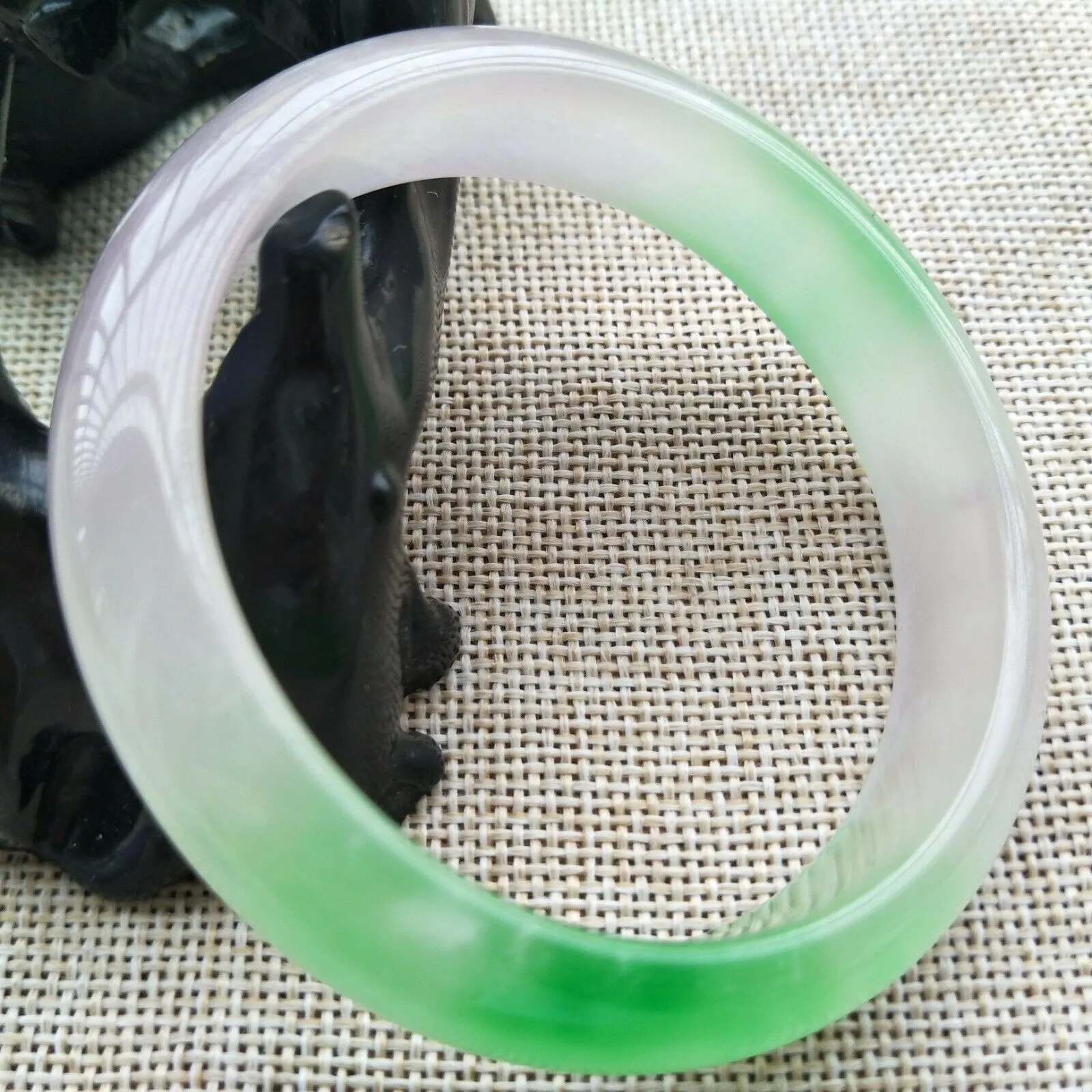 57/58/59mm Certified Natural 3 Color Jadeite Emerald A Jade HandCarved Lucky Bracelet Bangle V526