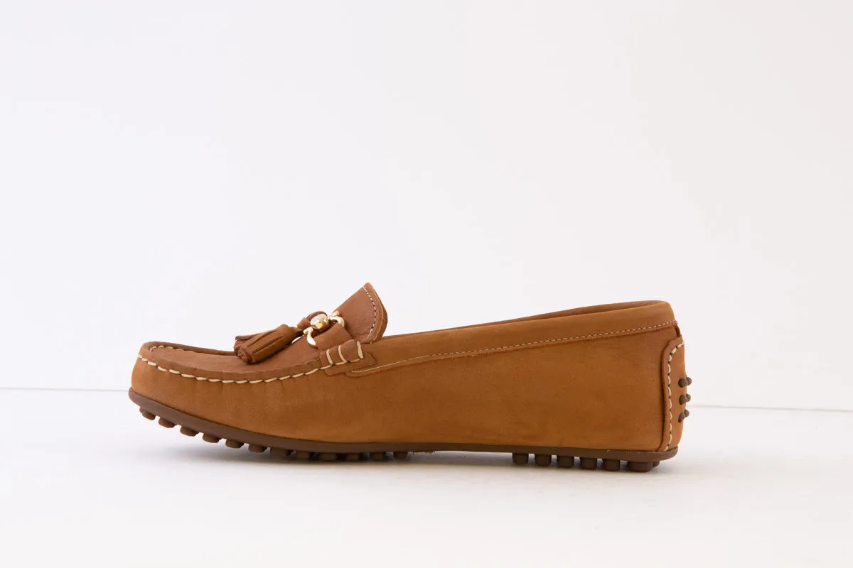 AEROBICS - 8227.012 FLAT SLIP-ON MOCCASIN SHOE - TAN NUBUCK