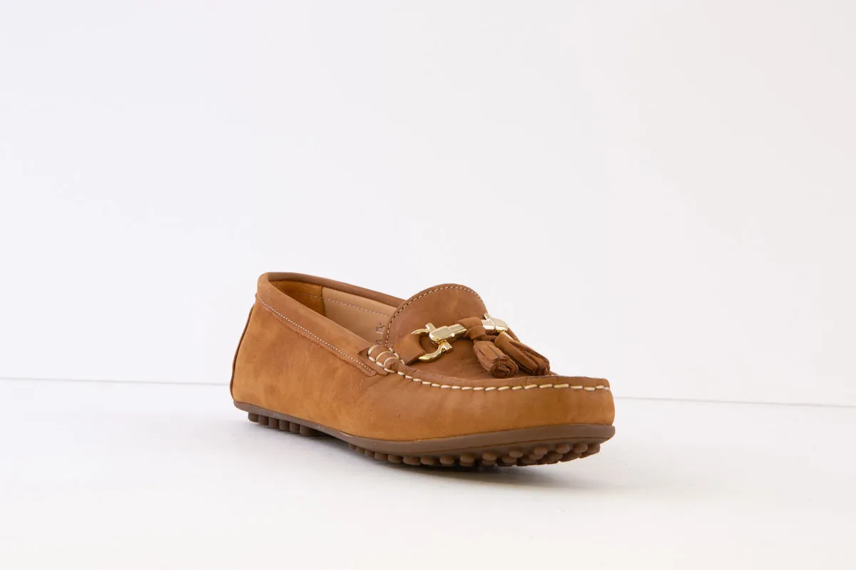 AEROBICS - 8227.012 FLAT SLIP-ON MOCCASIN SHOE - TAN NUBUCK