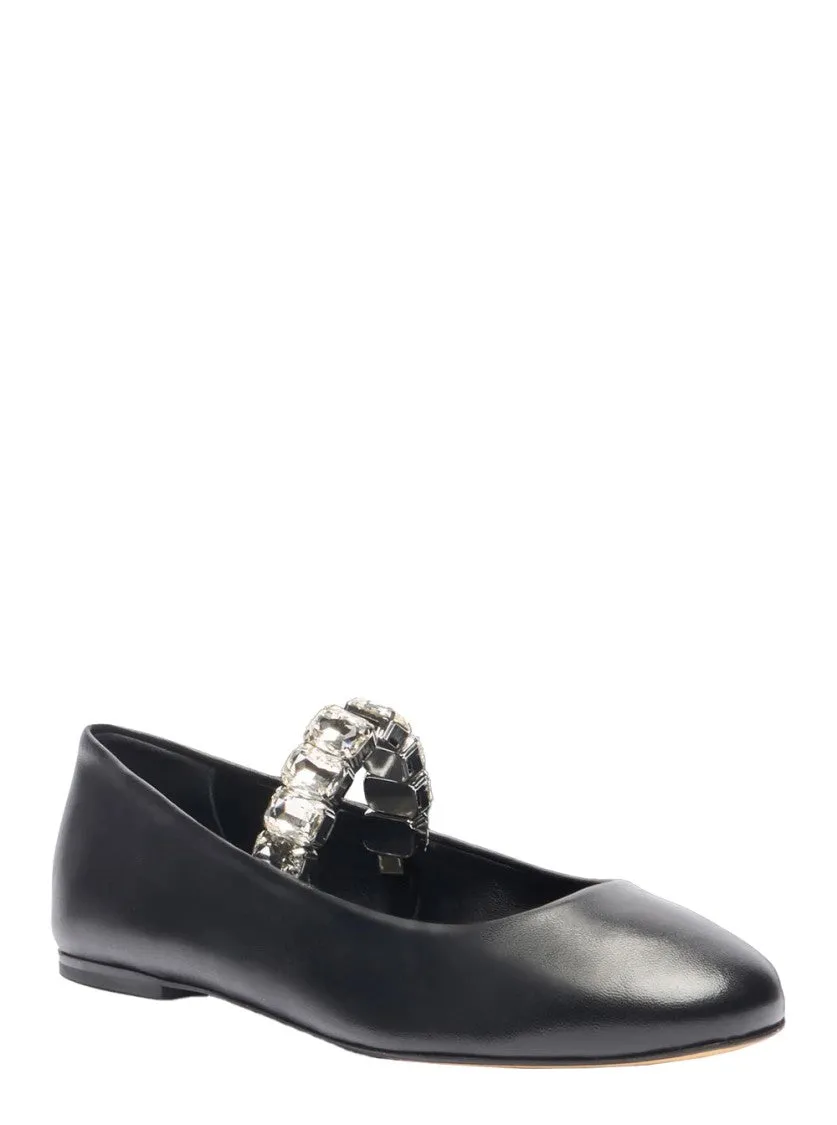 Black Nappa Leather Ballet Flats