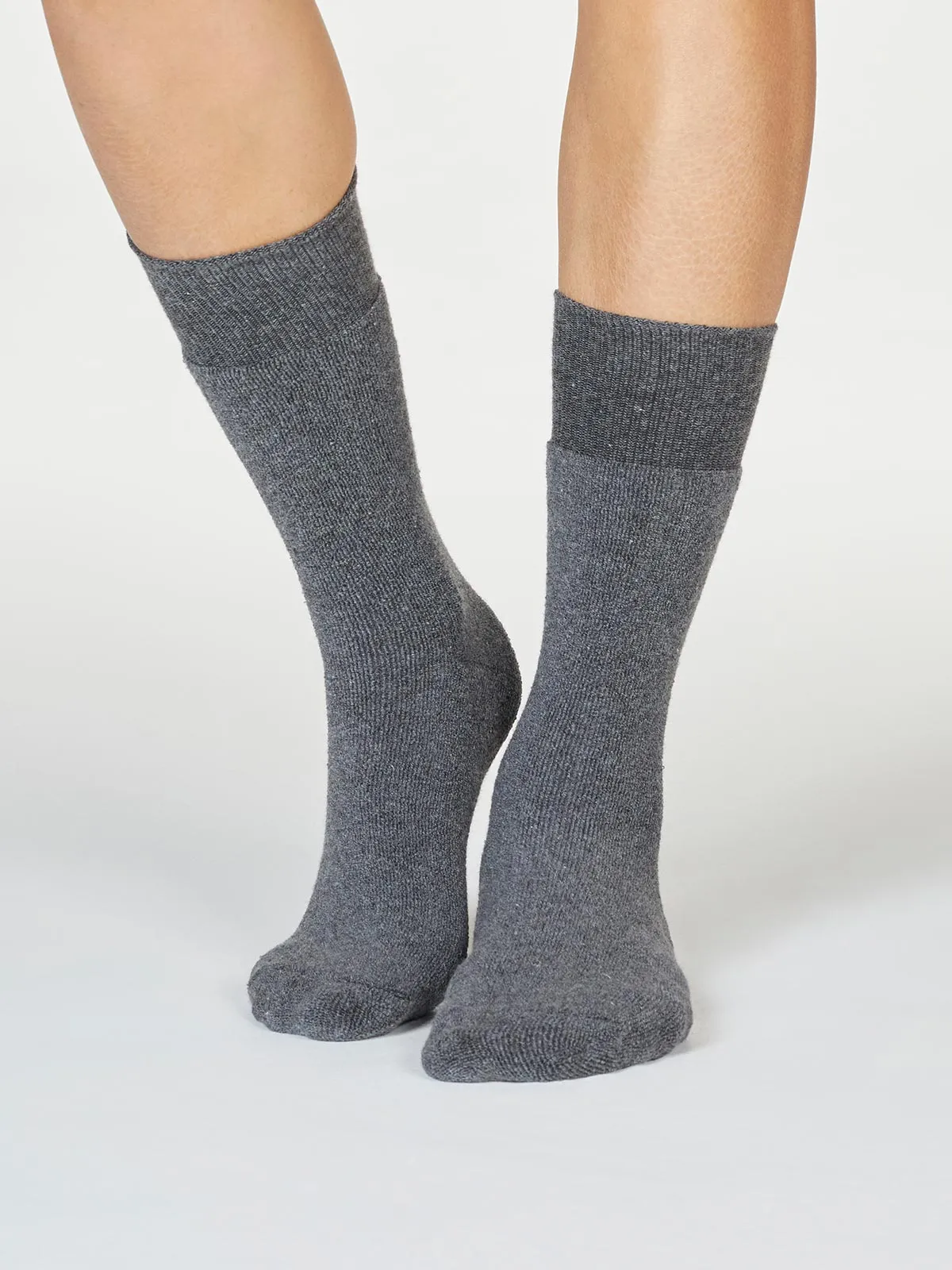 Bobbie Cushioned Organic Cotton Walker Socks in Grey by Thought, Size 4- 7