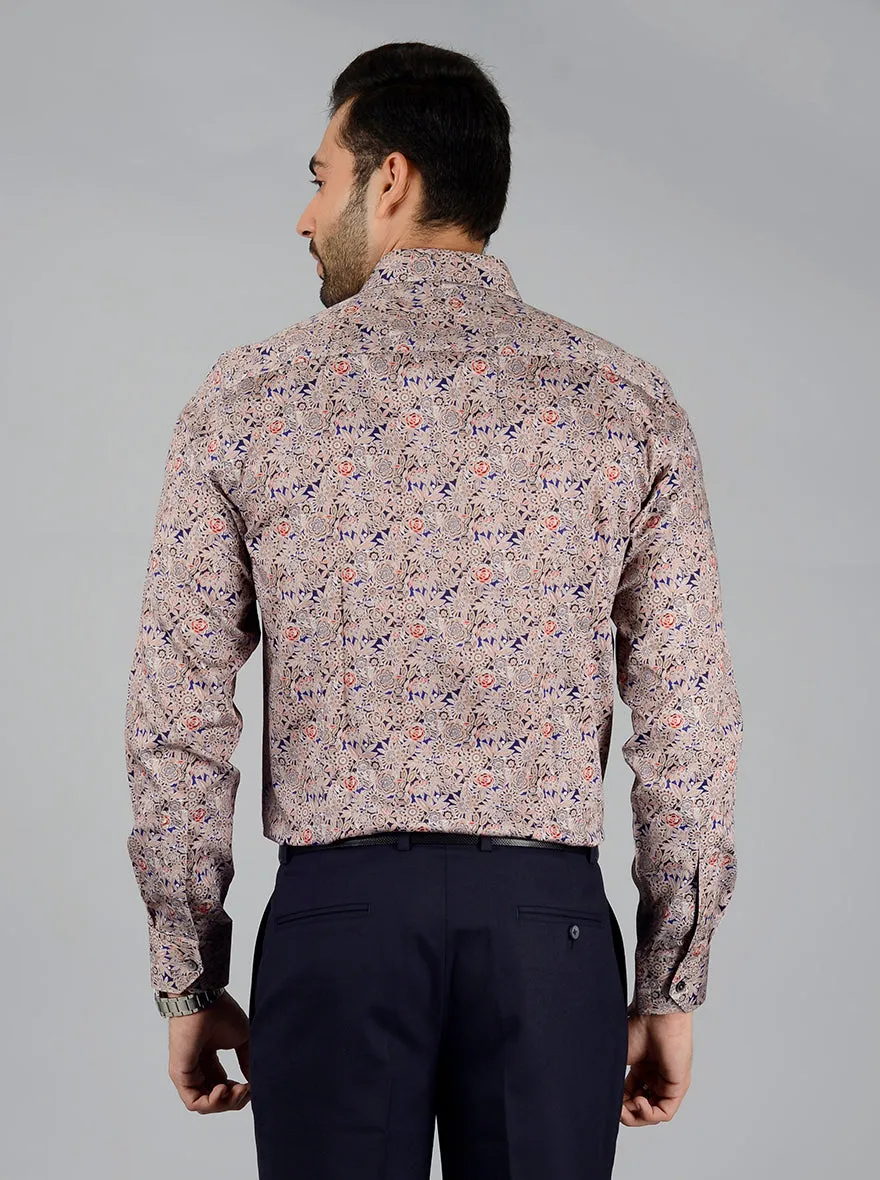Brown Printed Slim Fit Party Wear shirt | Wyre