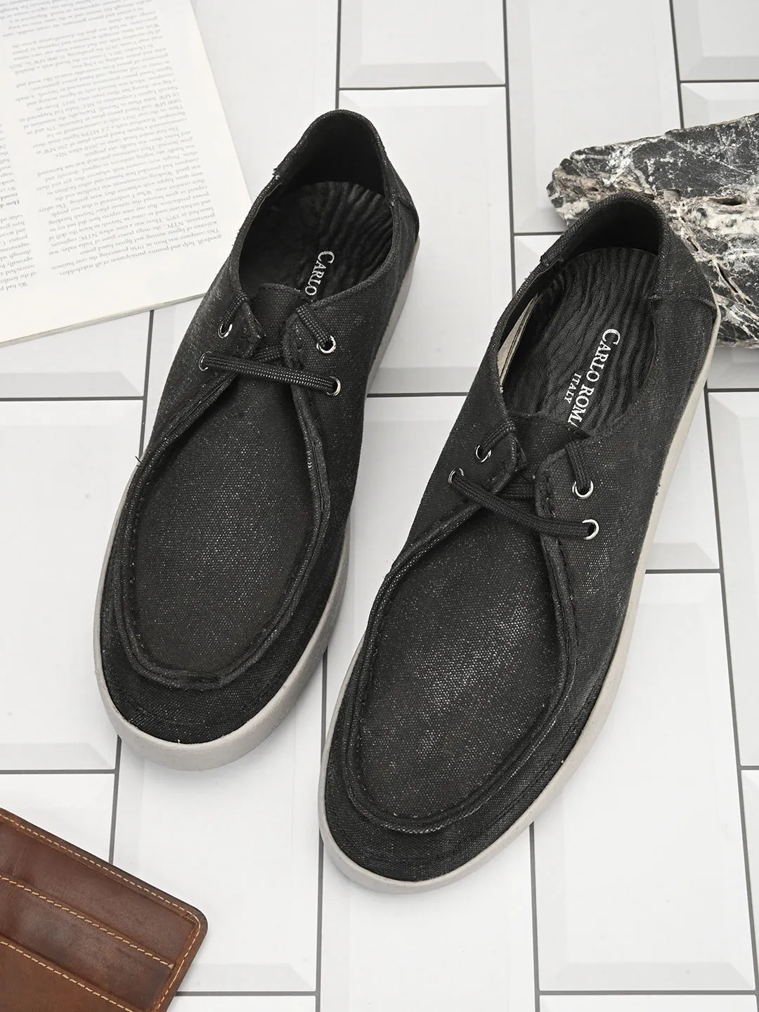 CARLO ROMANO BY WASAN BLACK COLOUR MOCCASIN SHOE FOR MEN