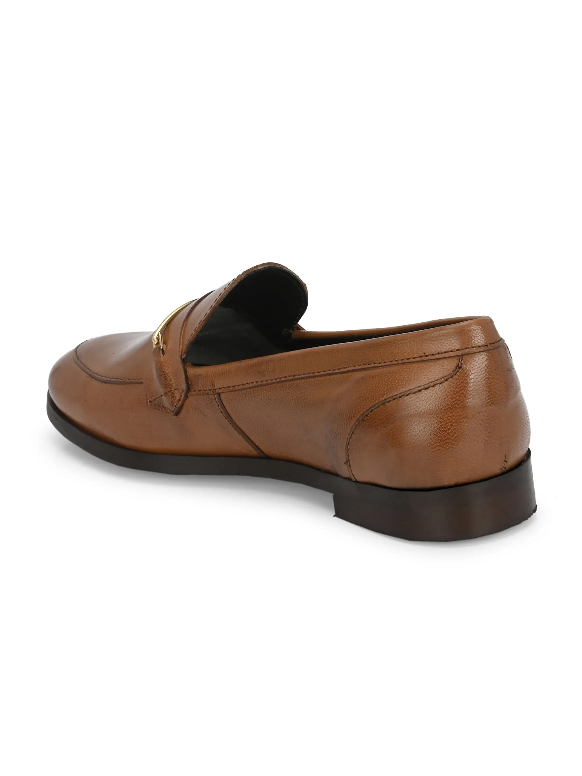 CARLO ROMANO GENUINE BURNISH LEATHER TAN COLOR MOCCASIN SHOE FOR WOMEN
