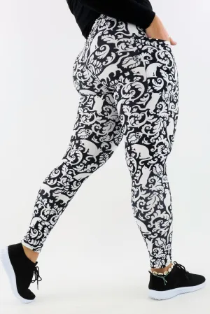 Cat Damask - Casual - Regular Full Leggings - Pockets