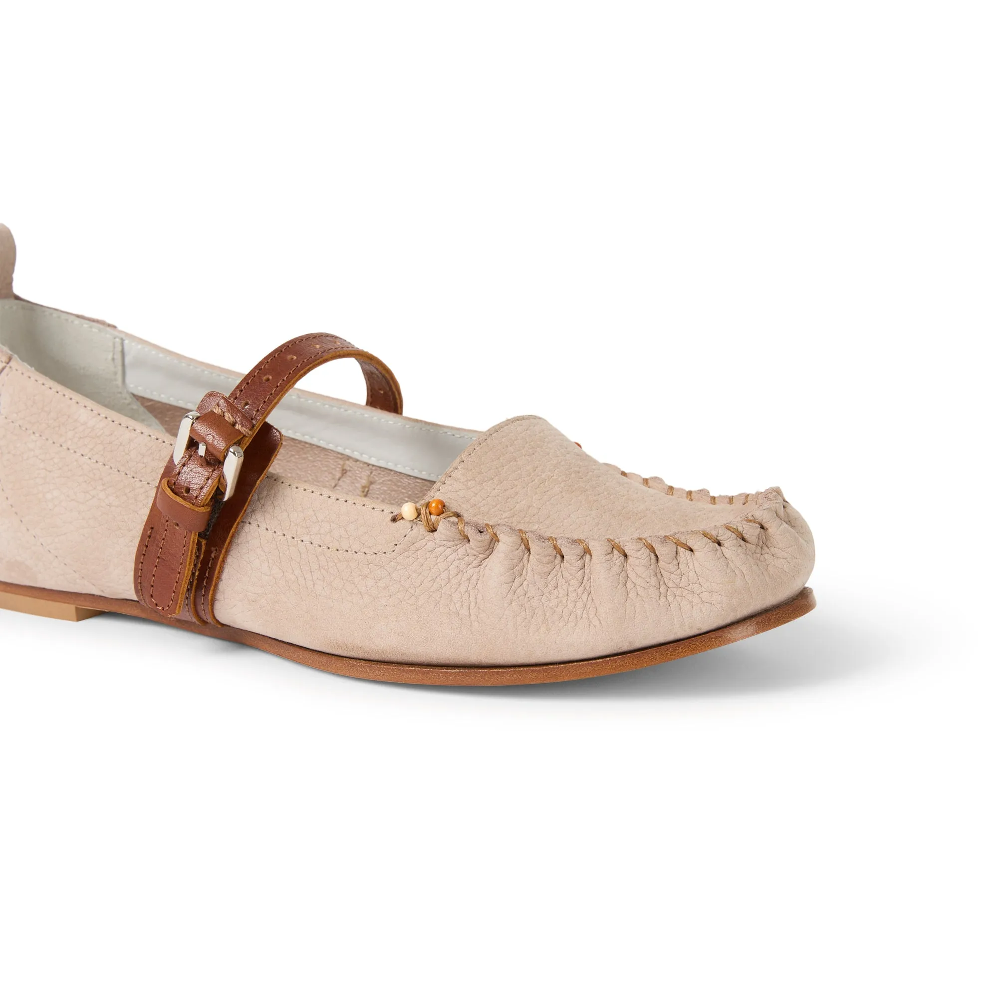 Cut-Out Mocassin Nabuck Resinato with Strap