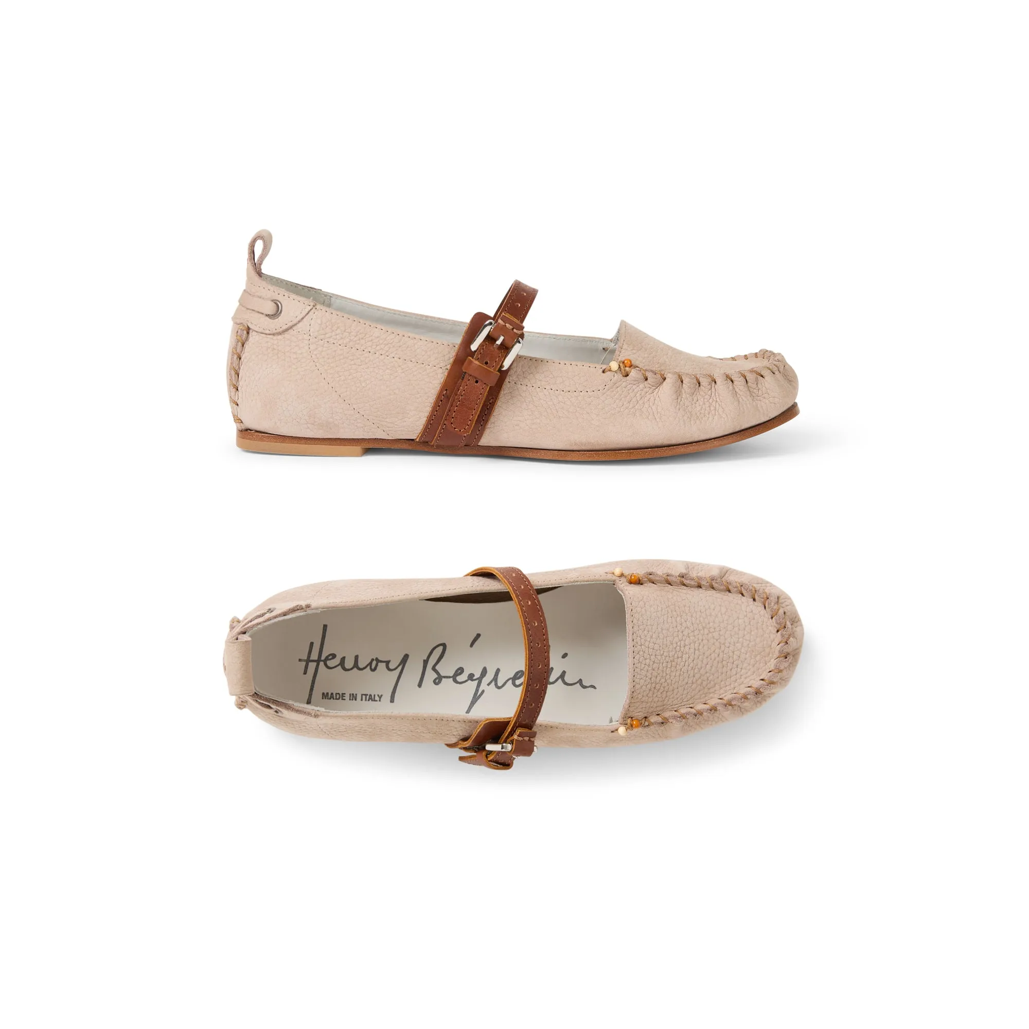 Cut-Out Mocassin Nabuck Resinato with Strap