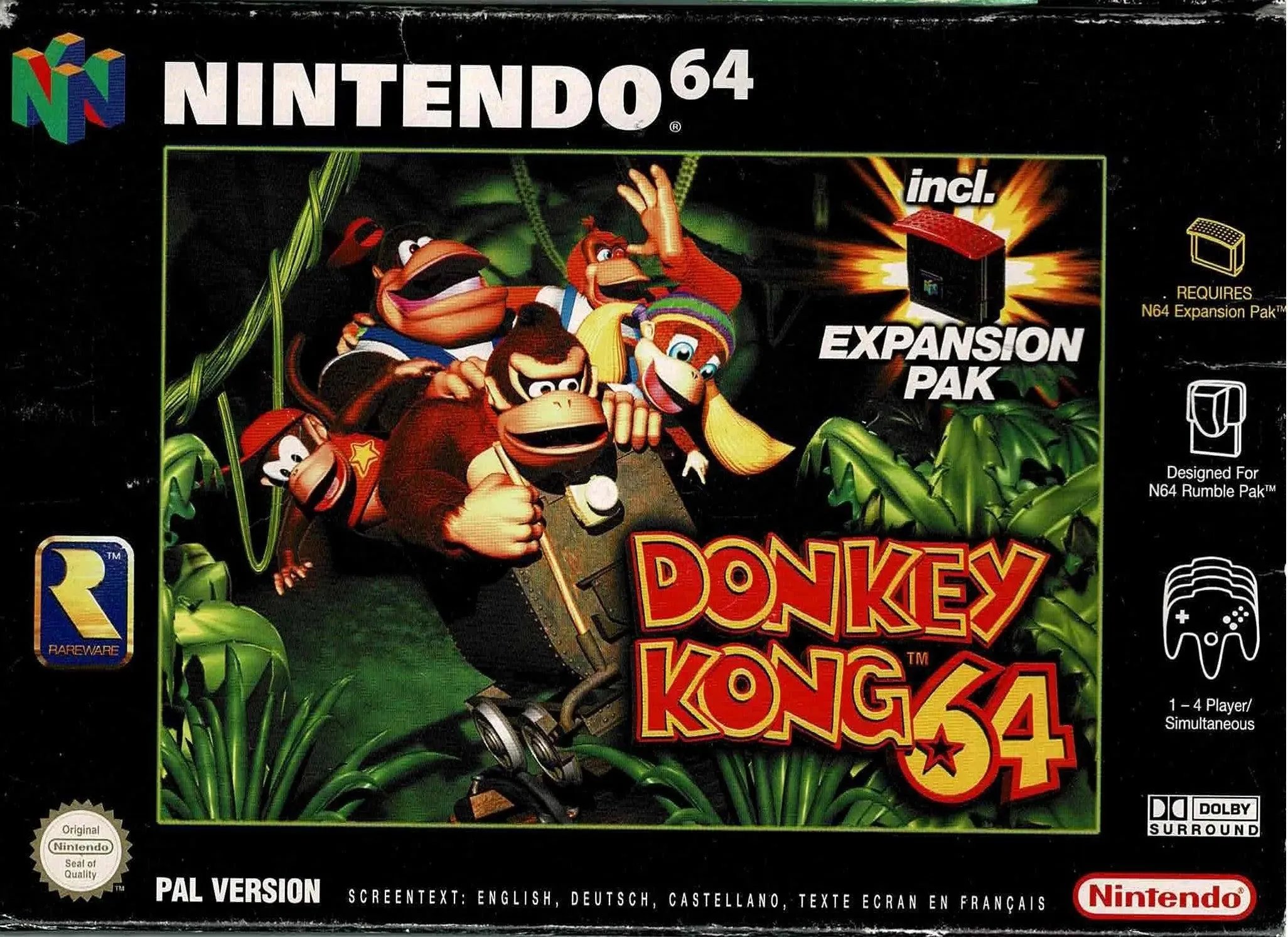 Donkey Kong 64 i æske (u. expansion pak)