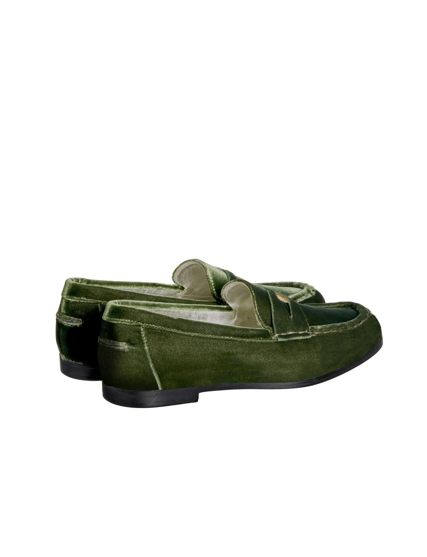 Elvire green leather loafer