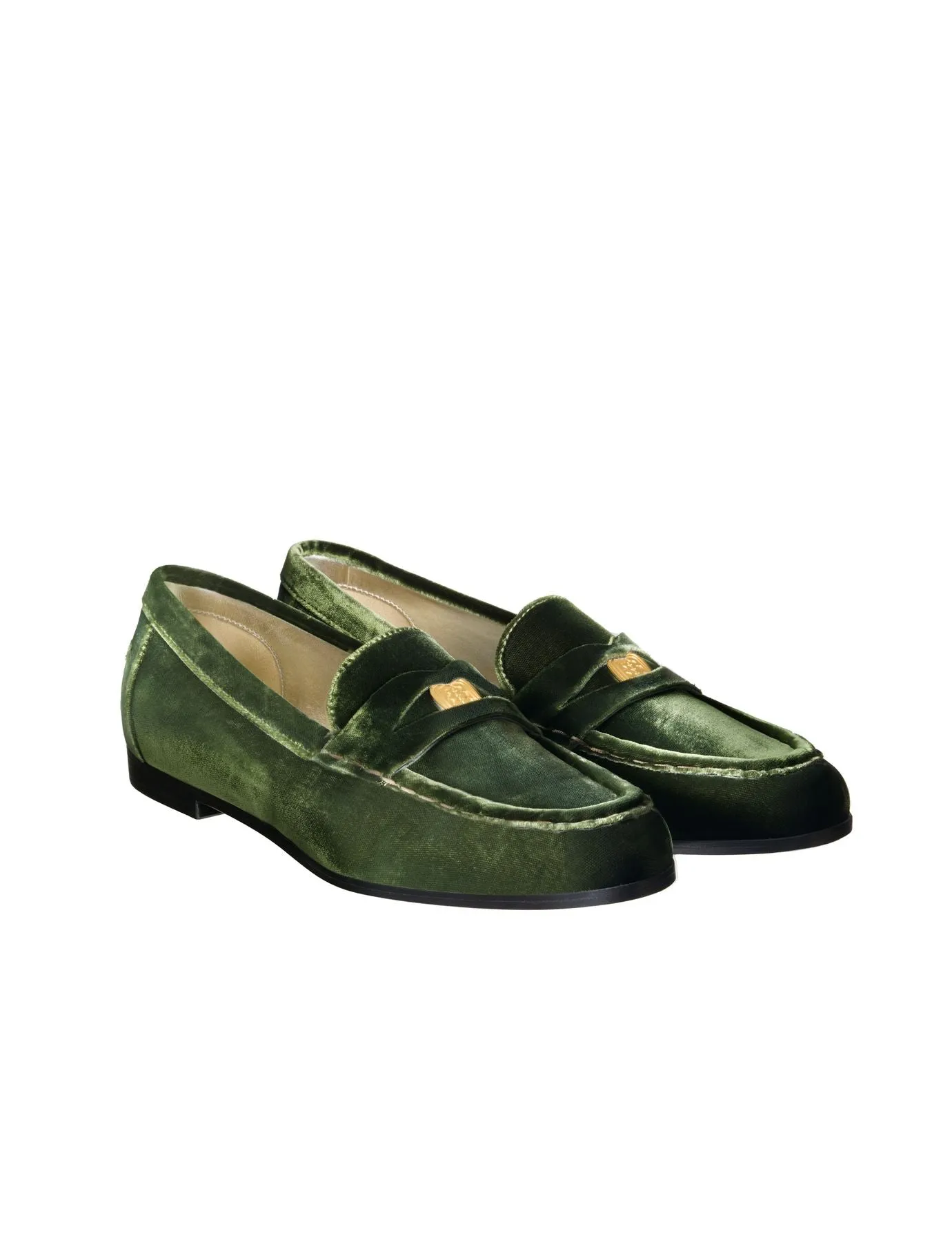 Elvire green leather loafer
