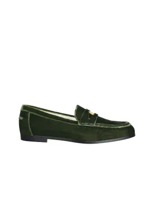 Elvire green leather loafer