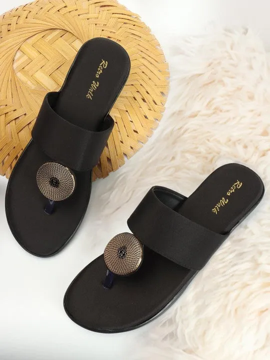 Embellished Retro Open Toe Flats