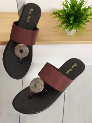 Embellished Retro Open Toe Flats