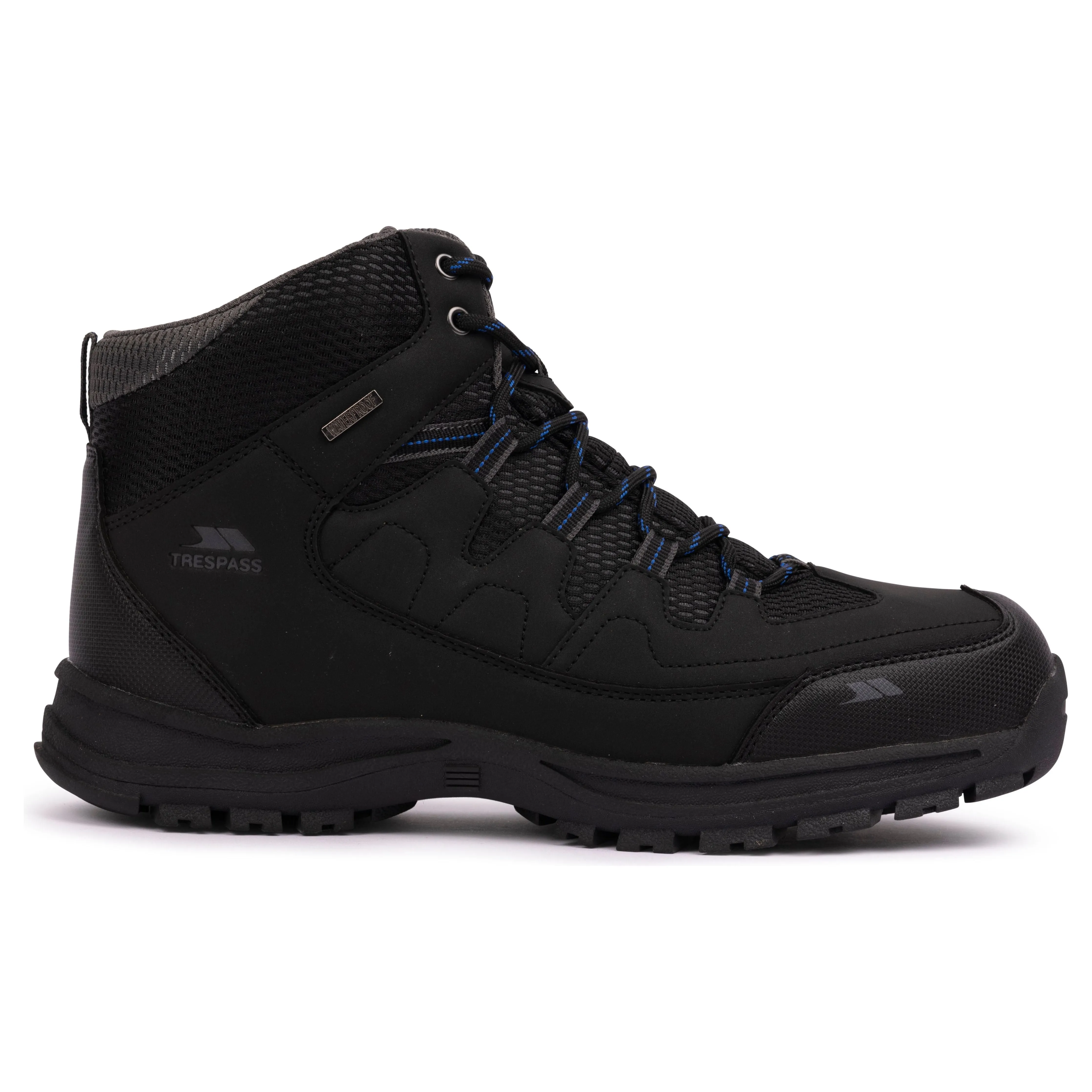 Finley Mens Waterproof Walking Boots in Black Blue