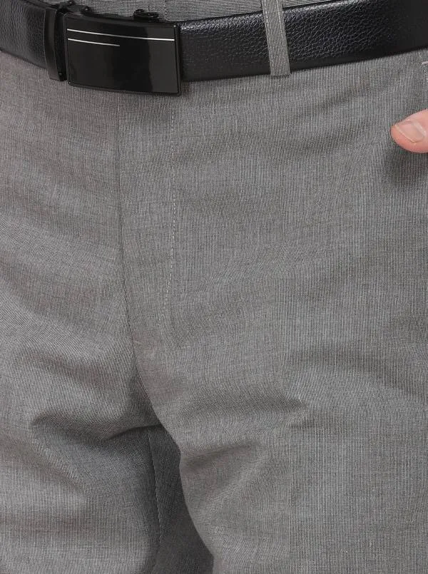 Grey Solid Classic Fit Formal Trouser | Greenfibre
