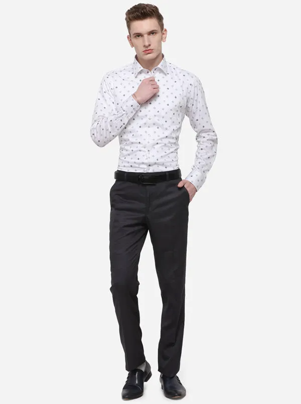 Grey Solid Classic Fit Formal Trouser | Greenfibre