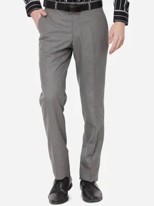 Grey Solid Classic Fit Formal Trouser | Greenfibre