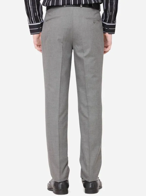 Grey Solid Classic Fit Formal Trouser | Greenfibre