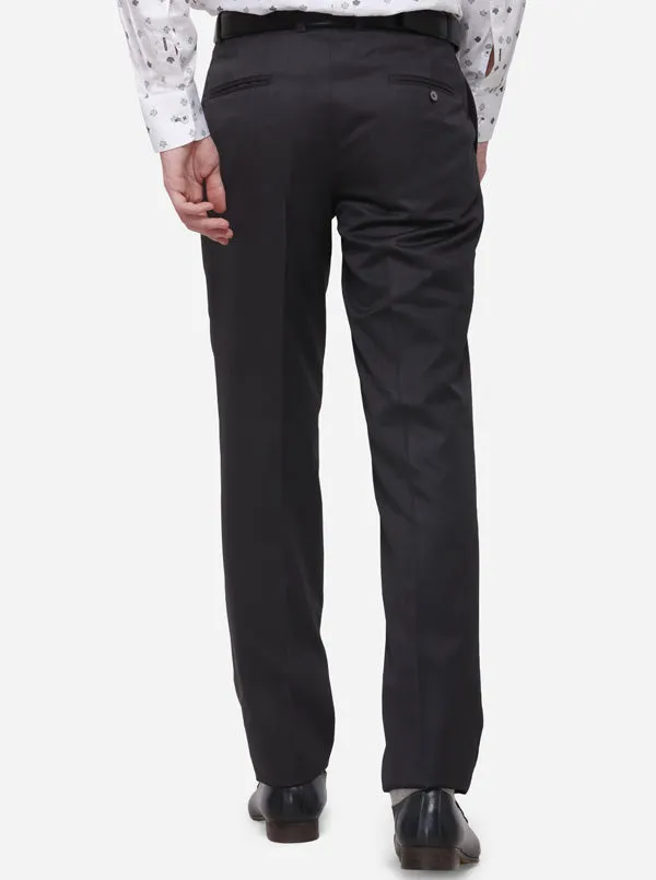 Grey Solid Classic Fit Formal Trouser | Greenfibre
