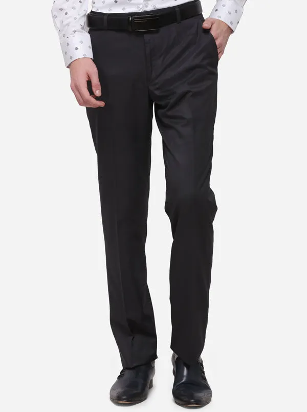 Grey Solid Classic Fit Formal Trouser | Greenfibre