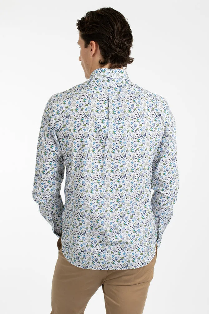 James Harper Meadow Cotton Poplin Shirt - Blue